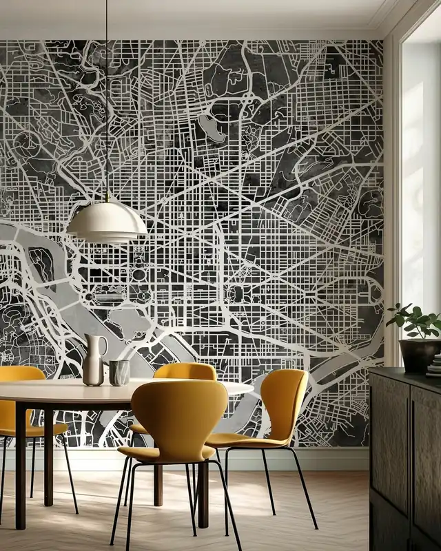 Mapa ulic Washington DC czarno-biała Wyjątkowa oferta