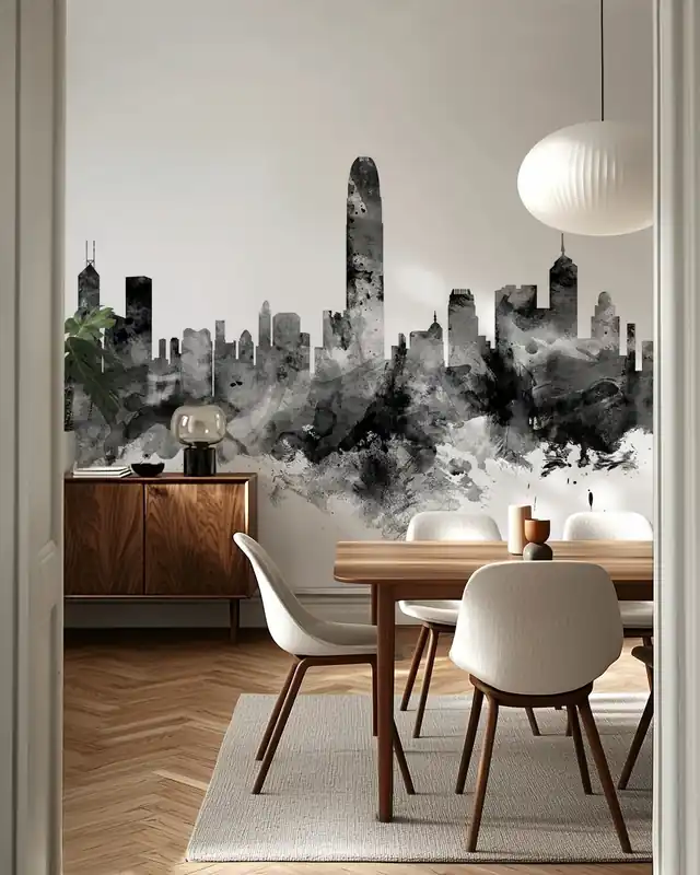 Panorama Hong Kongu Czarny Tani