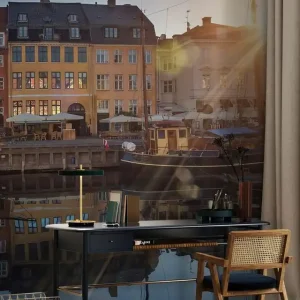 Zachód słońca w Nyhavn, Kopenhaga, Dania Nowy