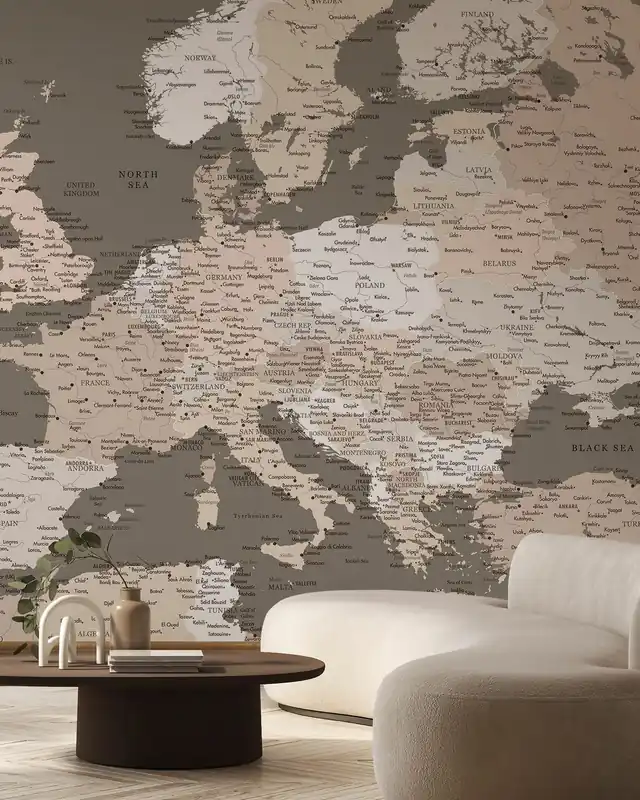 Tylko dziś Szczegółowa mapa Europy w odcieniach ziemi