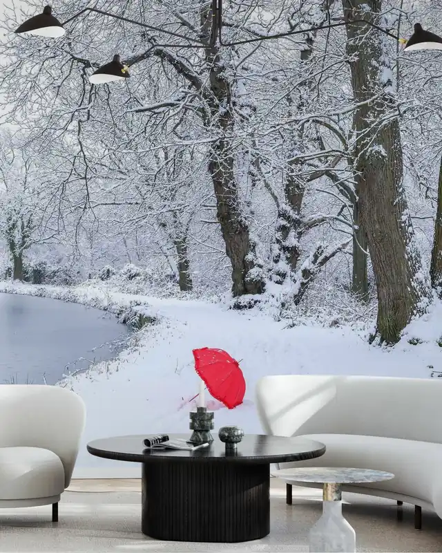 Parasol przy ośnieżonym kanale Zniżka